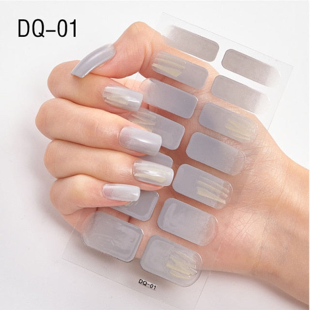  14 Tips Glittering Gel Nail Color Nail Wraps Nail Stickers Nail Art Nail Decor DQ3 series.