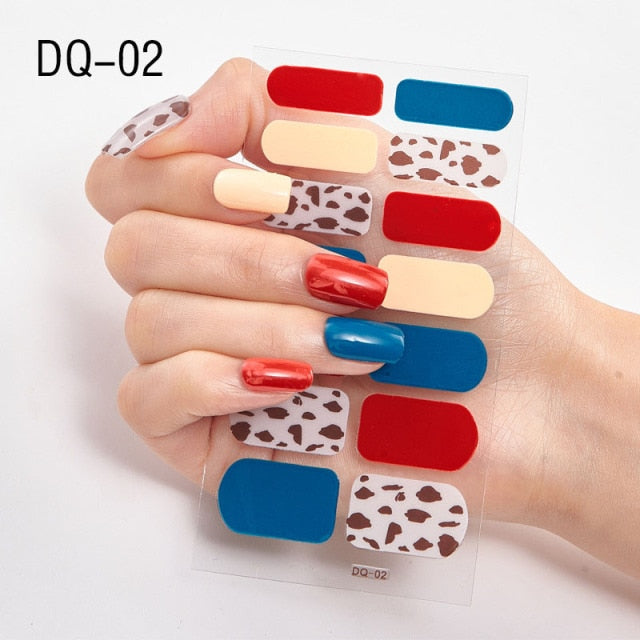  14 Tips Glittering Gel Nail Color Nail Wraps Nail Stickers Nail Art Nail Decor DQ3 series.