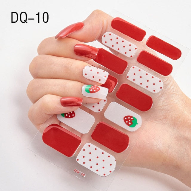  14 Tips Glittering Gel Nail Color Nail Wraps Nail Stickers Nail Art Nail Decor DQ3 series.