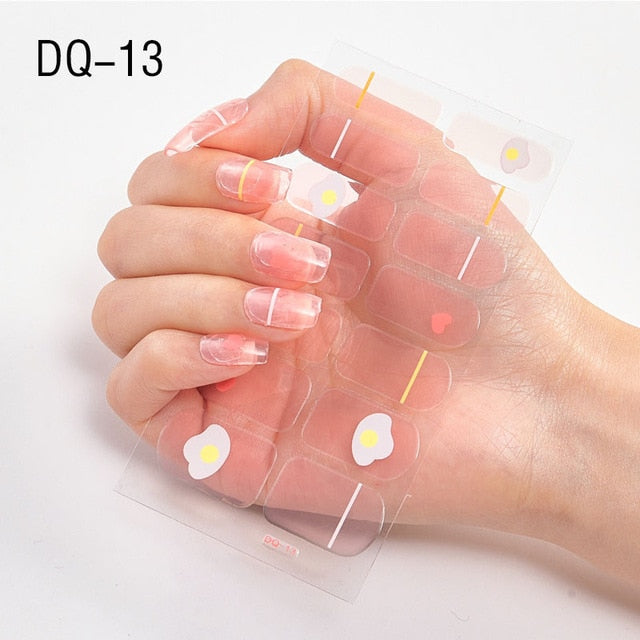  14 Tips Glittering Gel Nail Color Nail Wraps Nail Stickers Nail Art Nail Decor DQ3 series.