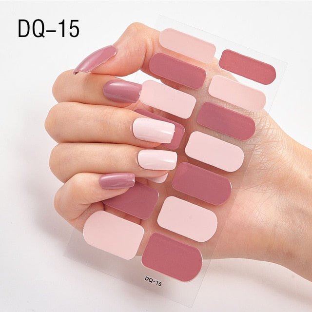  14 Tips Glittering Gel Nail Color Nail Wraps Nail Stickers Nail Art Nail Decor DQ3 series.