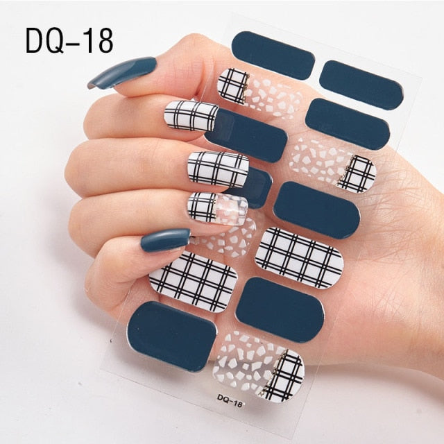  14 Tips Glittering Gel Nail Color Nail Wraps Nail Stickers Nail Art Nail Decor DQ3 series.