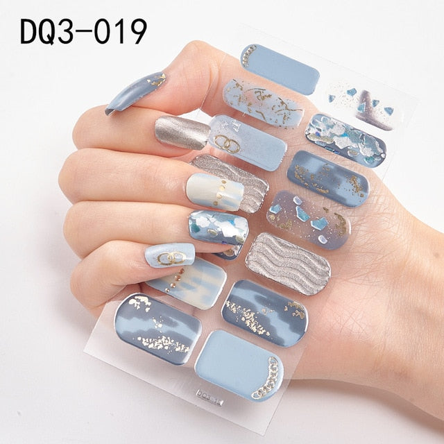  14 Tips Glittering Gel Nail Color Nail Wraps Nail Stickers Nail Art Nail Decor DQ3 series.