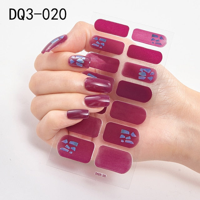  14 Tips Glittering Gel Nail Color Nail Wraps Nail Stickers Nail Art Nail Decor DQ3 series.