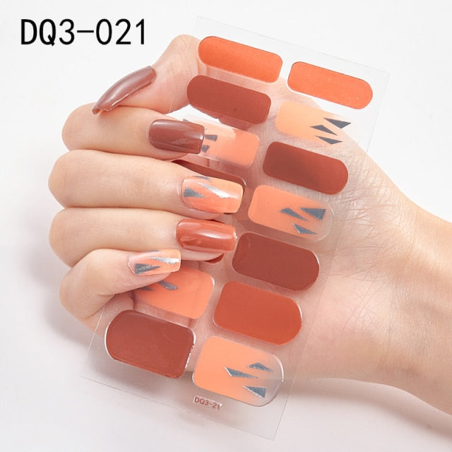  14 Tips Glittering Gel Nail Color Nail Wraps Nail Stickers Nail Art Nail Decor DQ3 series.