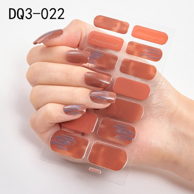  14 Tips Glittering Gel Nail Color Nail Wraps Nail Stickers Nail Art Nail Decor DQ3 series.