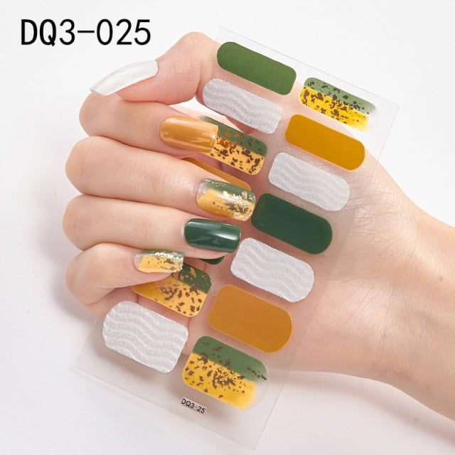  14 Tips Glittering Gel Nail Color Nail Wraps Nail Stickers Nail Art Nail Decor DQ3 series.