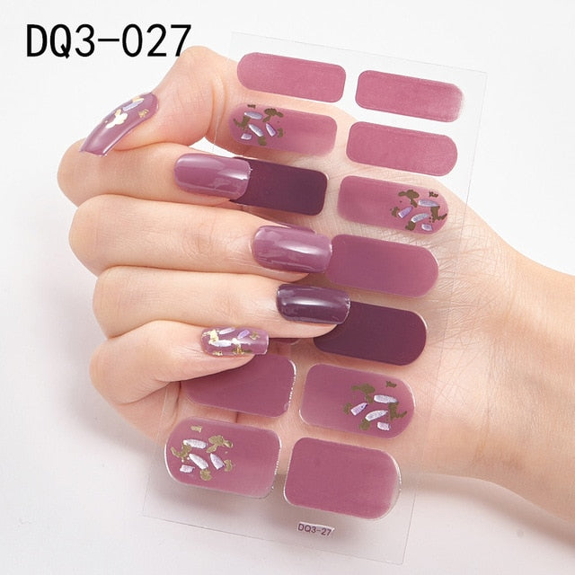  14 Tips Glittering Gel Nail Color Nail Wraps Nail Stickers Nail Art Nail Decor DQ3 series.