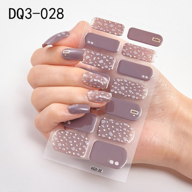  14 Tips Glittering Gel Nail Color Nail Wraps Nail Stickers Nail Art Nail Decor DQ3 series.