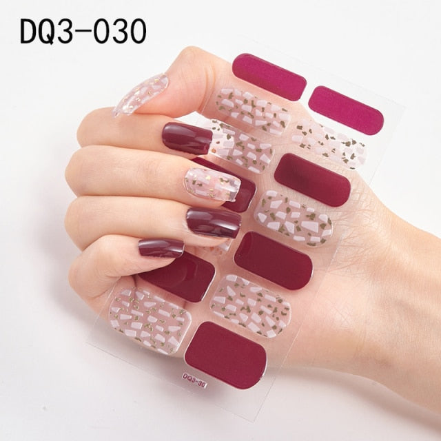  14 Tips Glittering Gel Nail Color Nail Wraps Nail Stickers Nail Art Nail Decor DQ3 series.