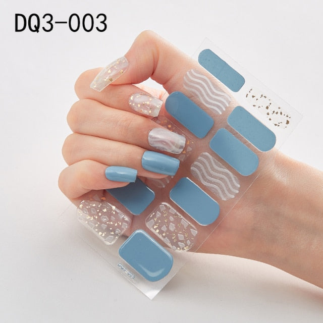  14 Tips Glittering Gel Nail Color Nail Wraps Nail Stickers Nail Art Nail Decor DQ3 series.