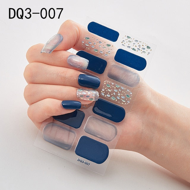  14 Tips Glittering Gel Nail Color Nail Wraps Nail Stickers Nail Art Nail Decor DQ3 series.