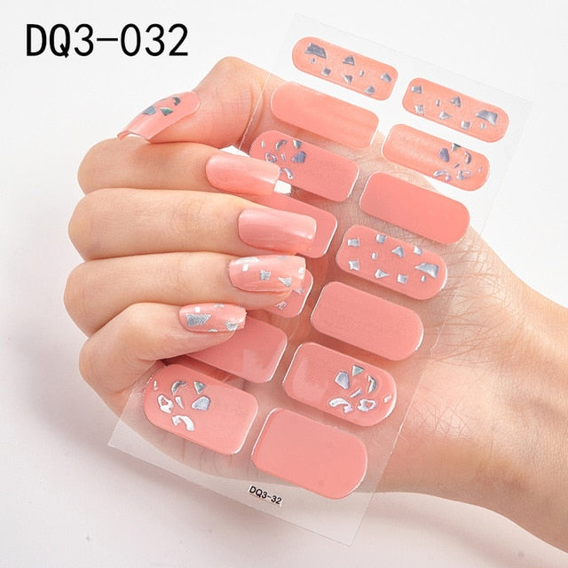  14 Tips Glittering Gel Nail Color Nail Wraps Nail Stickers Nail Art Nail Decor DQ3 series.