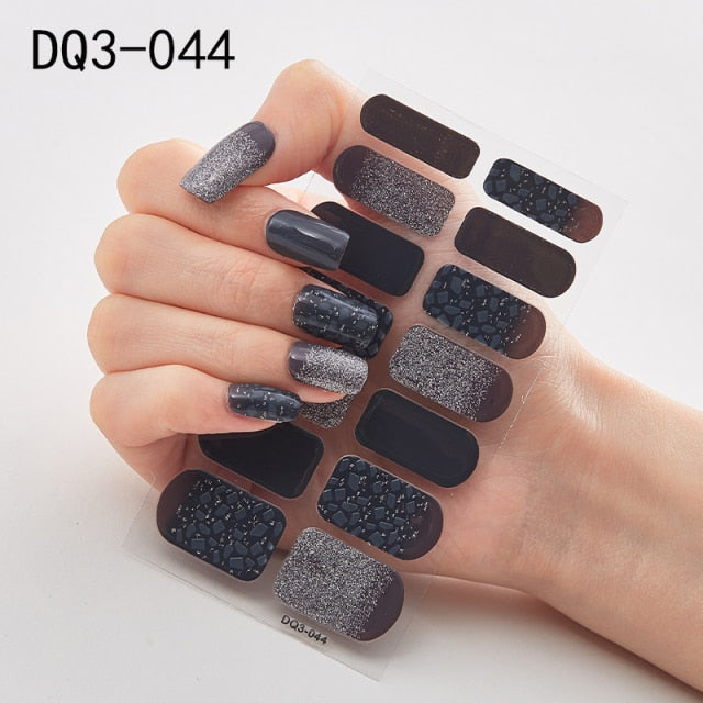  14 Tips Glittering Gel Nail Color Nail Wraps Nail Stickers Nail Art Nail Decor DQ3 series.