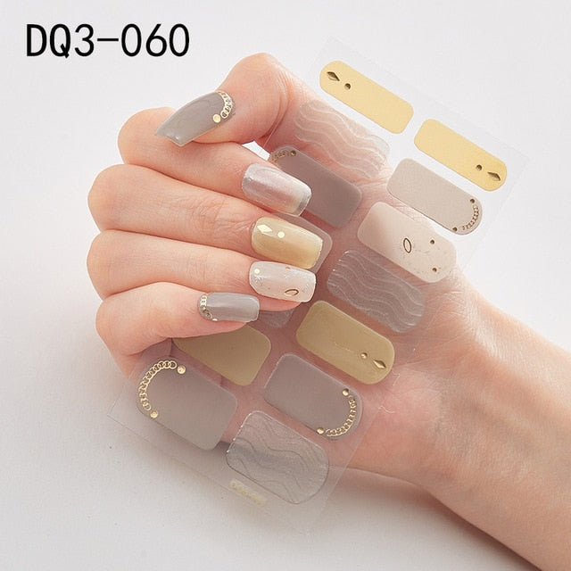  14 Tips Glittering Gel Nail Color Nail Wraps Nail Stickers Nail Art Nail Decor DQ3 series.