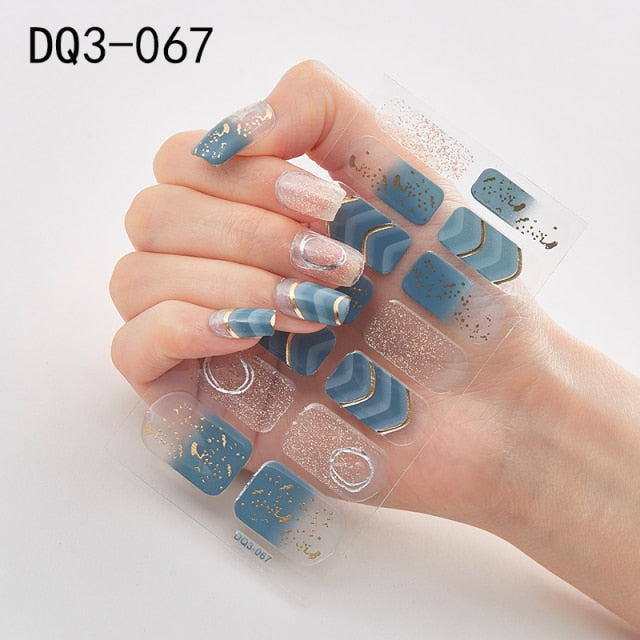  14 Tips Glittering Gel Nail Color Nail Wraps Nail Stickers Nail Art Nail Decor DQ3 series.