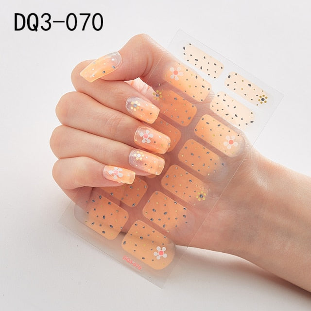  14 Tips Glittering Gel Nail Color Nail Wraps Nail Stickers Nail Art Nail Decor DQ3 series.