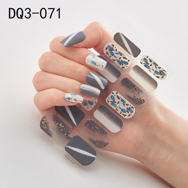  14 Tips Glittering Gel Nail Color Nail Wraps Nail Stickers Nail Art Nail Decor DQ3 series.