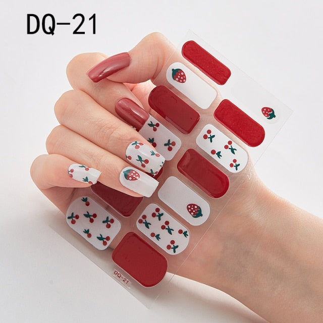  14 Tips Glittering Gel Nail Color Nail Wraps Nail Stickers Nail Art Nail Decor DQ3 series.