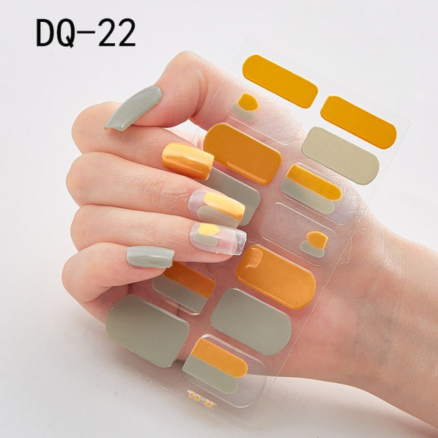  14 Tips Glittering Gel Nail Color Nail Wraps Nail Stickers Nail Art Nail Decor DQ3 series.