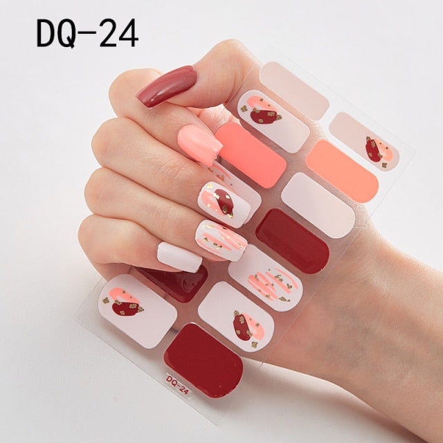  14 Tips Glittering Gel Nail Color Nail Wraps Nail Stickers Nail Art Nail Decor DQ3 series.