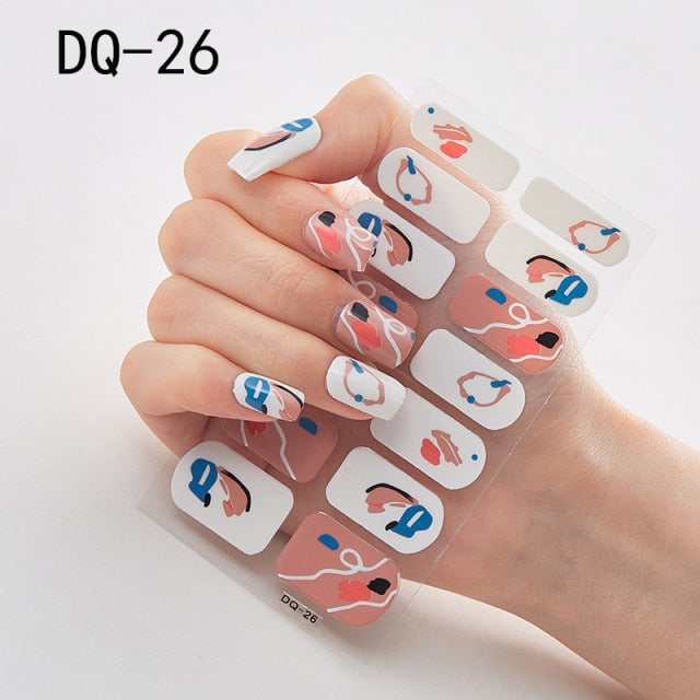  14 Tips Glittering Gel Nail Color Nail Wraps Nail Stickers Nail Art Nail Decor DQ3 series.