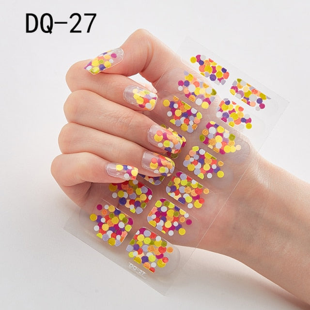  14 Tips Glittering Gel Nail Color Nail Wraps Nail Stickers Nail Art Nail Decor DQ3 series.