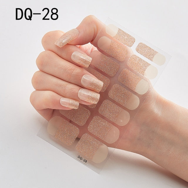  14 Tips Glittering Gel Nail Color Nail Wraps Nail Stickers Nail Art Nail Decor DQ3 series.