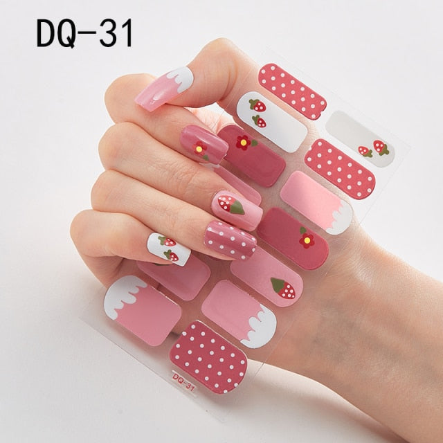  14 Tips Glittering Gel Nail Color Nail Wraps Nail Stickers Nail Art Nail Decor DQ3 series.