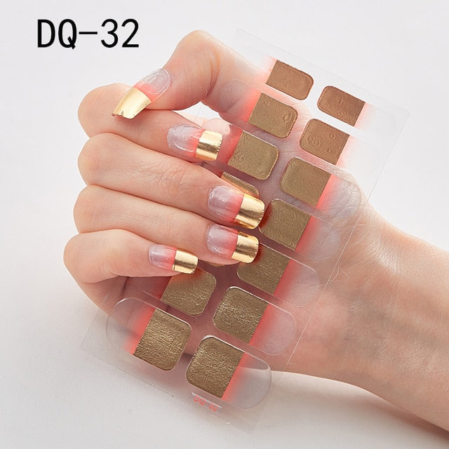  14 Tips Glittering Gel Nail Color Nail Wraps Nail Stickers Nail Art Nail Decor DQ3 series.