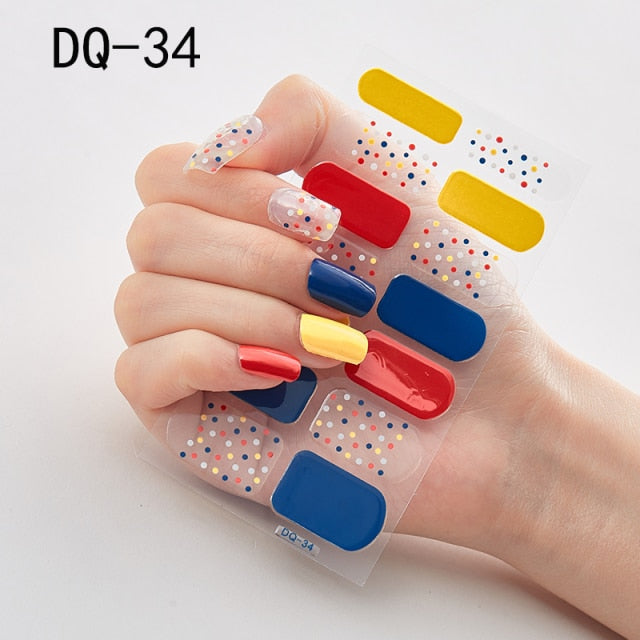  14 Tips Glittering Gel Nail Color Nail Wraps Nail Stickers Nail Art Nail Decor DQ3 series.