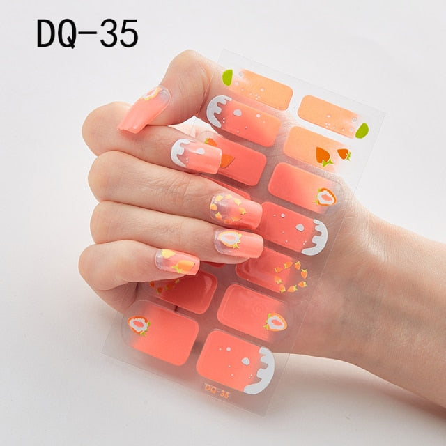  14 Tips Glittering Gel Nail Color Nail Wraps Nail Stickers Nail Art Nail Decor DQ3 series.