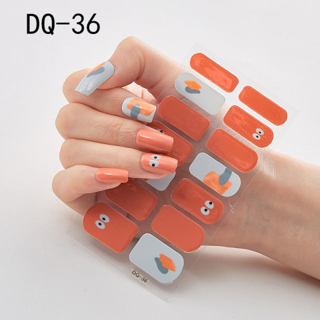  14 Tips Glittering Gel Nail Color Nail Wraps Nail Stickers Nail Art Nail Decor DQ3 series.