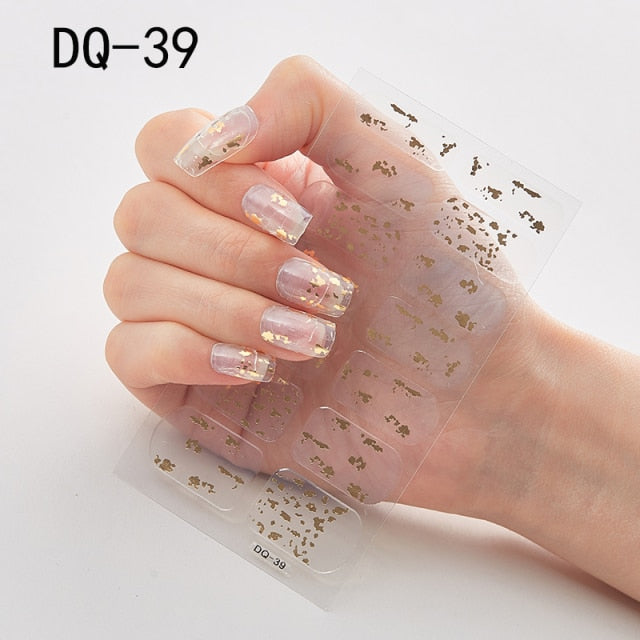  14 Tips Glittering Gel Nail Color Nail Wraps Nail Stickers Nail Art Nail Decor DQ3 series.