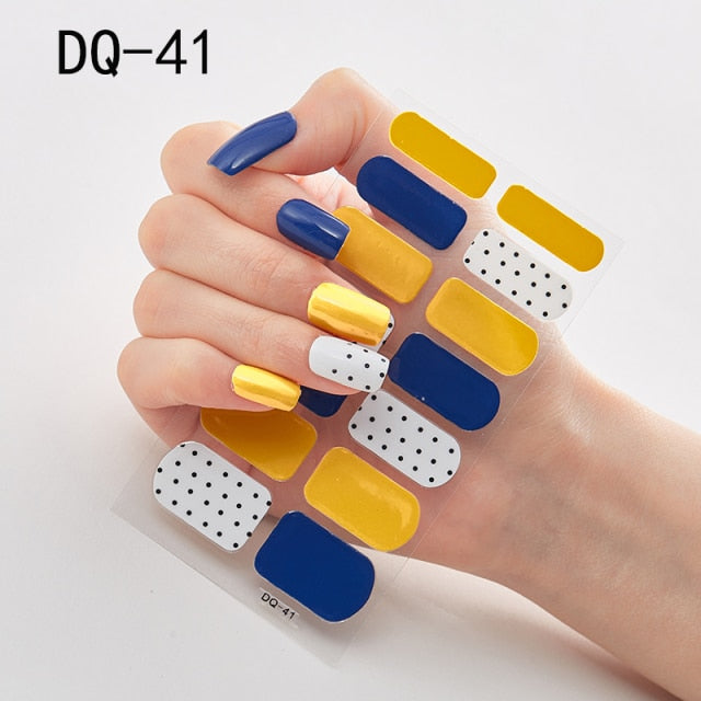  14 Tips Glittering Gel Nail Color Nail Wraps Nail Stickers Nail Art Nail Decor DQ3 series.