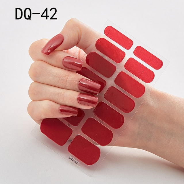  14 Tips Glittering Gel Nail Color Nail Wraps Nail Stickers Nail Art Nail Decor DQ3 series.