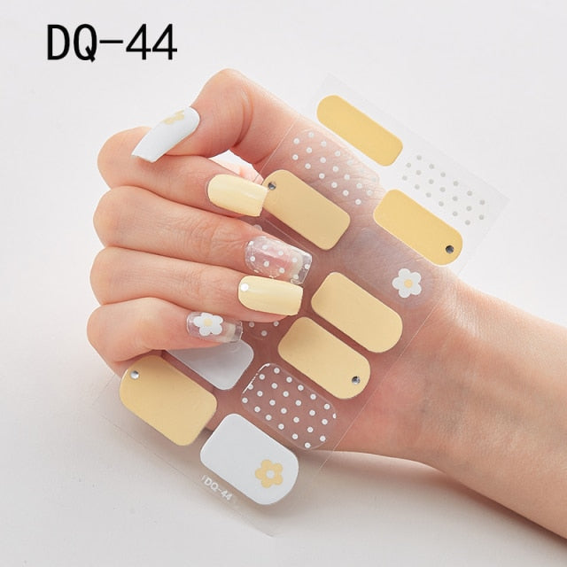  14 Tips Glittering Gel Nail Color Nail Wraps Nail Stickers Nail Art Nail Decor DQ3 series.