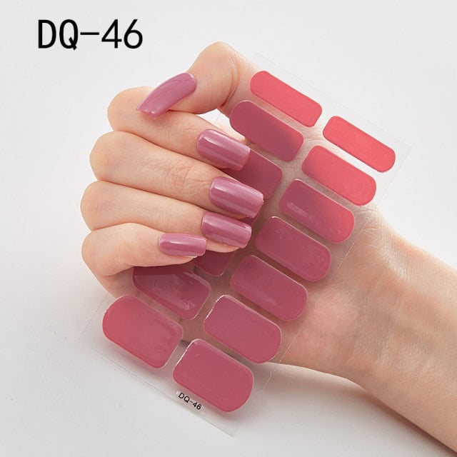  14 Tips Glittering Gel Nail Color Nail Wraps Nail Stickers Nail Art Nail Decor DQ3 series.