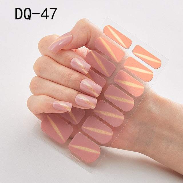  14 Tips Glittering Gel Nail Color Nail Wraps Nail Stickers Nail Art Nail Decor DQ3 series.