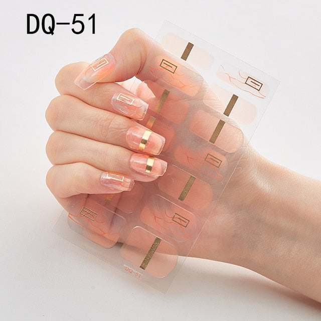  14 Tips Glittering Gel Nail Color Nail Wraps Nail Stickers Nail Art Nail Decor DQ3 series.