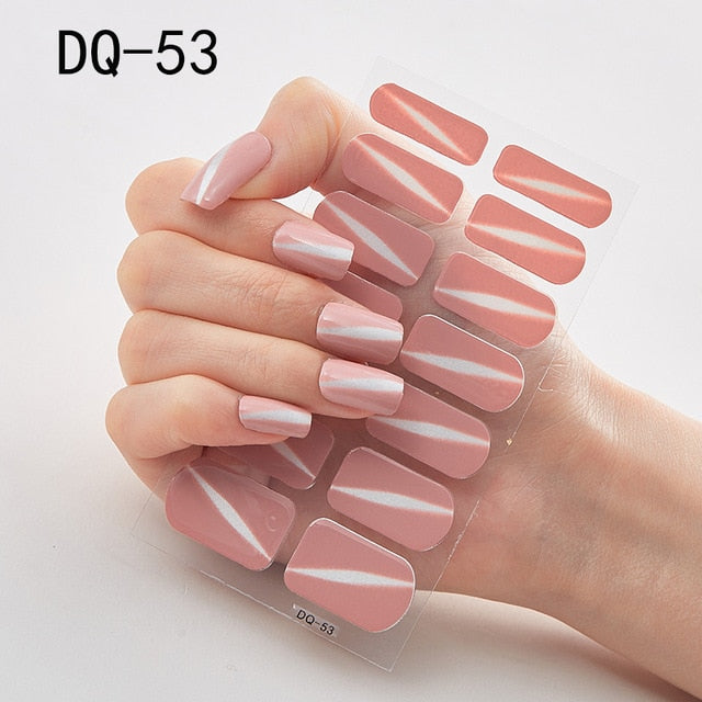  14 Tips Glittering Gel Nail Color Nail Wraps Nail Stickers Nail Art Nail Decor DQ3 series.