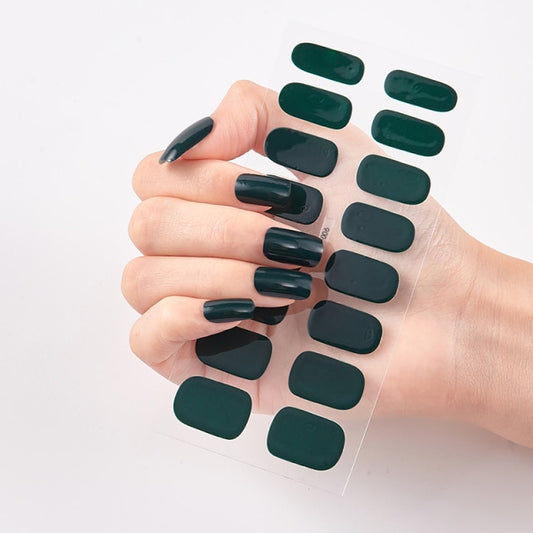  16 Tips Pure Solid Color Nail Wraps Nail Stickers CS06 Dark Green (2 wks SHIP).