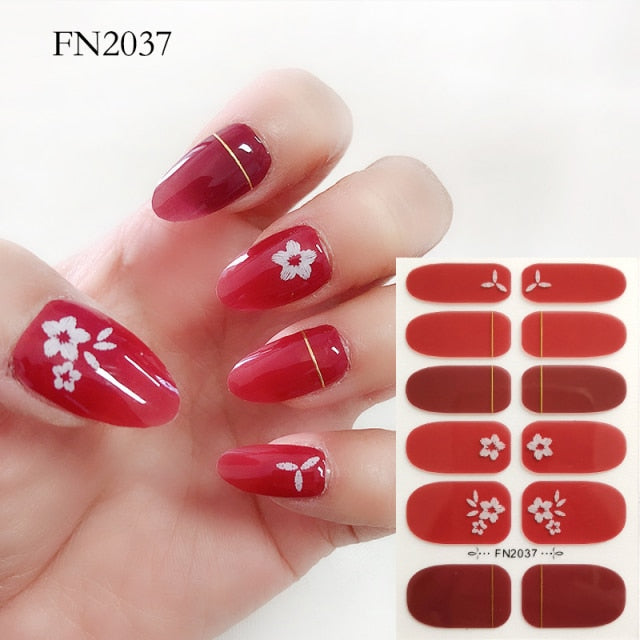  Spring & Summer 14 Tips Watercolor Floral Design Nail Wraps Stickers Nail Art Nail Decor FN series (2 wks SHIP).