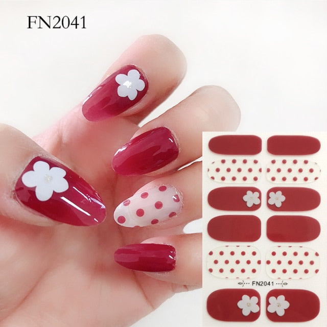  Spring & Summer 14 Tips Watercolor Floral Design Nail Wraps Stickers Nail Art Nail Decor FN series (2 wks SHIP).